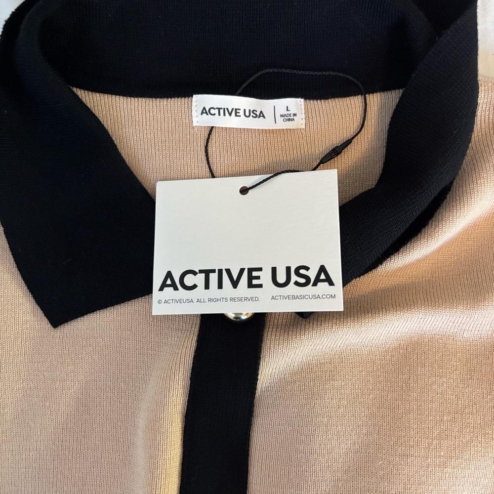 Elegant Beige and Black Button-Down Dress size L - Picture 2 of 7
